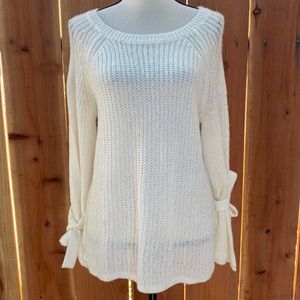 Project Naadam knit sweater tie sleeves ivory